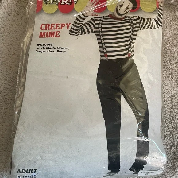 Spirit Creepy Mime Costume with Black and White Stripes - Picture 1 of 4